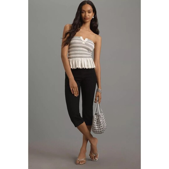 Maeve Tops - Anthropologie Maeve Smocked Split Tube Blouse Top Strapless Ruffle S NEW 277042